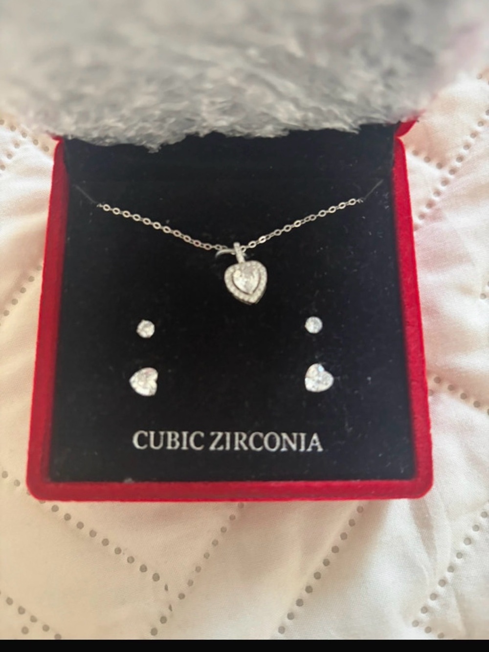 Giani Bernini Silver-Tone Heart Pendant Necklace with Matching Studs